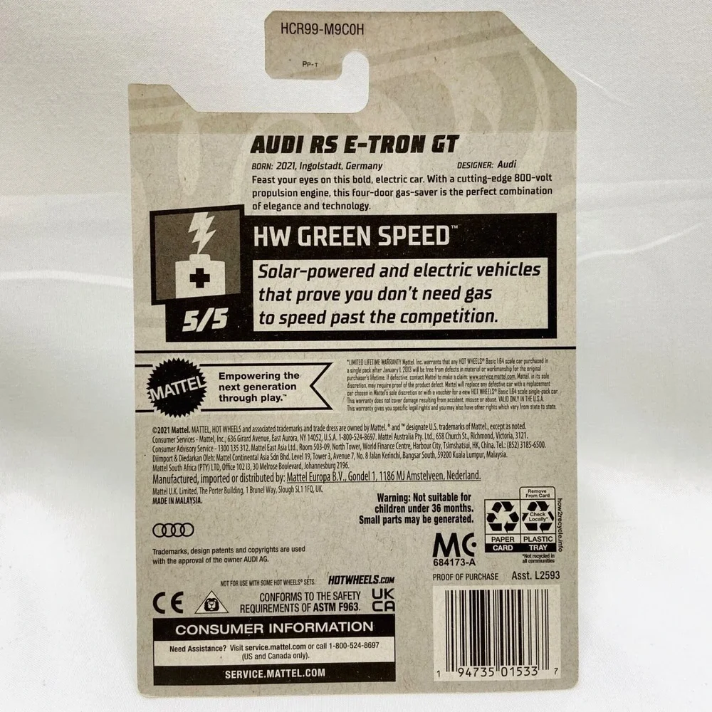 Hot Wheels Audi RS E-Tron GT 176/250 HW Green Speed 5/5 Gray‎ Metallic NIP 2022